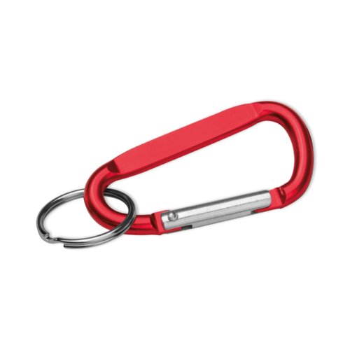 Porte-cls en mtal rouge avec mousqueton.