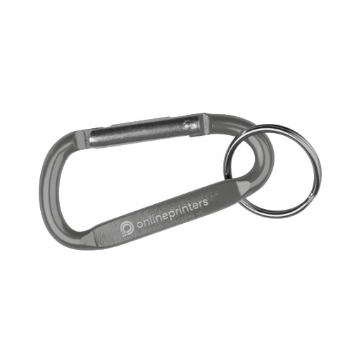 Porte-cls gris en mtal style mousqueton avec anneau.