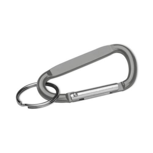 Porte-cls en mtal gris avec fermeture mousqueton.