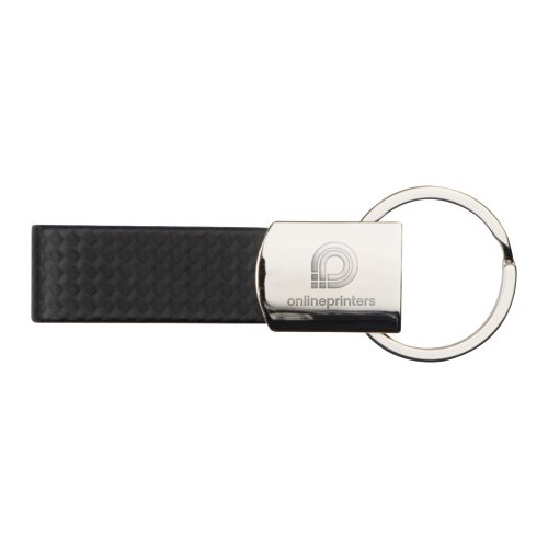 Porte-cls en cuir noir avec anneau en mtal.