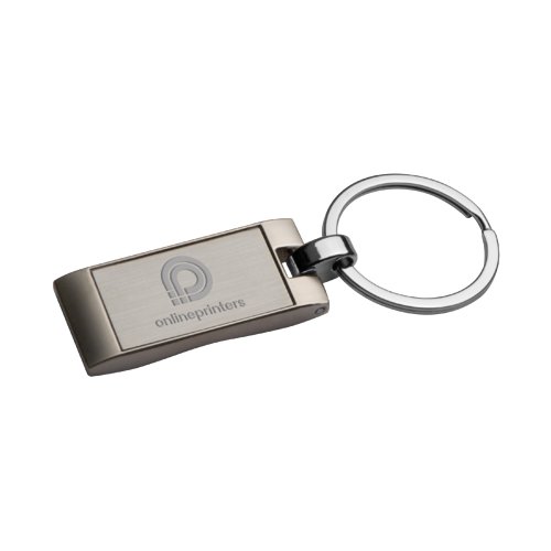 Porte-cls argent en mtal avec anneau.