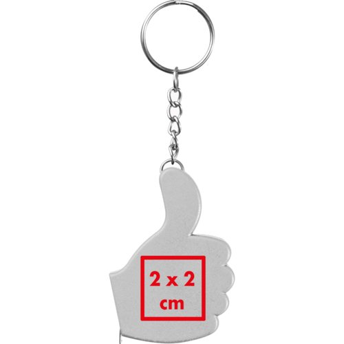 Porte-cls argent en mtal en forme de pouce avec anneau.