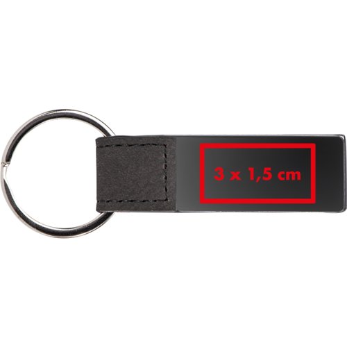 Porte-cls noir en cuir et mtal avec anneau.