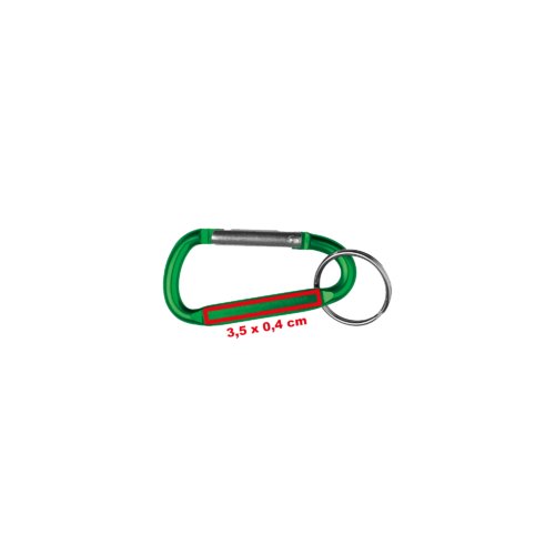 Porte-cls en mtal vert avec fermeture mousqueton.