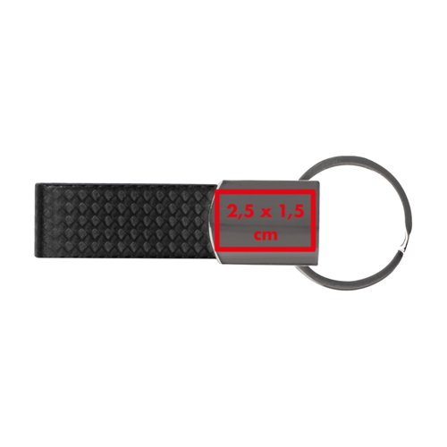 Porte-cls noir en simili cuir avec anneau en mtal.