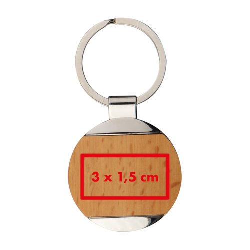 Porte-cls en bois et mtal de forme oblongue avec anneau mtallique.