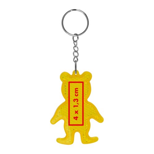 Porte-cls jaune en forme d'ours avec anneau en mtal.