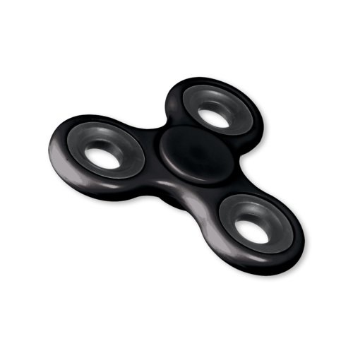 Fidget spinner noir en plastique avec trois ailes.