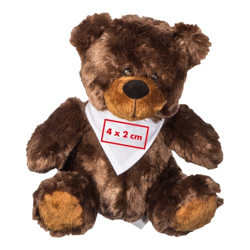 Ours en peluche marron avec foulard.