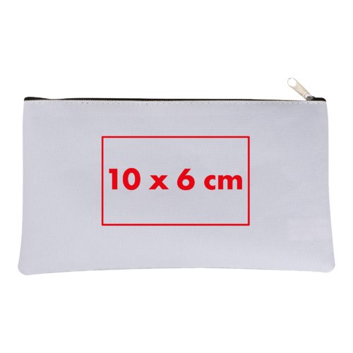 Trousse blanche en tissu avec fermeture clair.