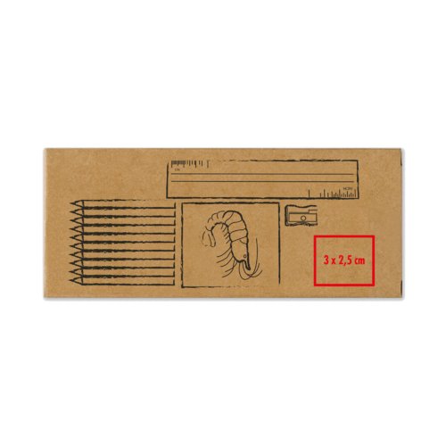Set de dessin avec crayons et taille-crayon dans un emballage en carton.