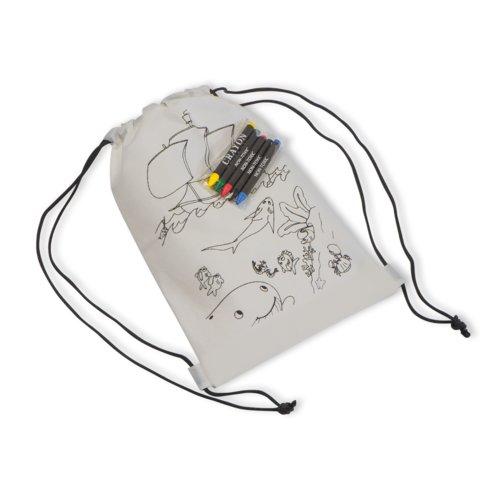 Sac de sport non tiss blanc avec cordon de serrage.