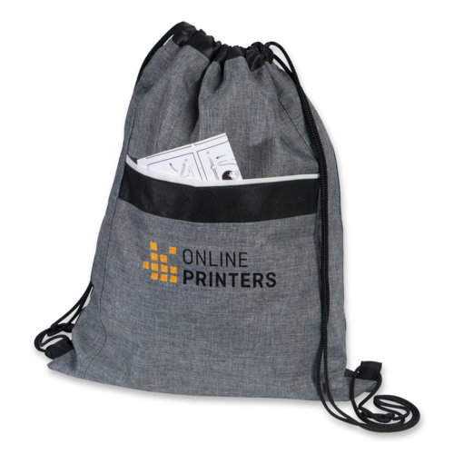 Sac de sport anthracite en polyester avec cordon de serrage et poche avant.