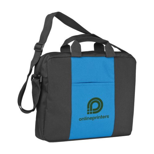 Sac bandoulire bleu en tissu avec poignes de transport et bandoulire rglable.
