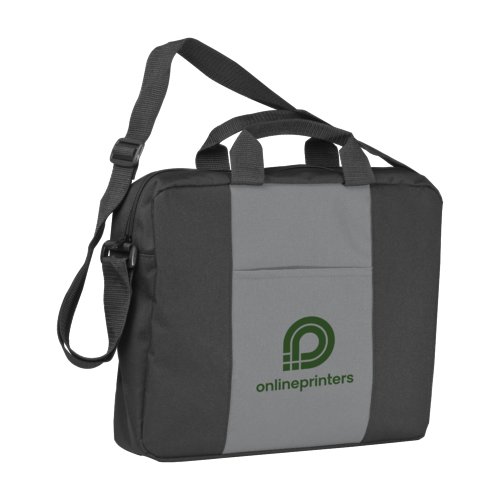 Sac bandoulire gris en matriau rsistant avec poignes de transport et bandoulire rglable.