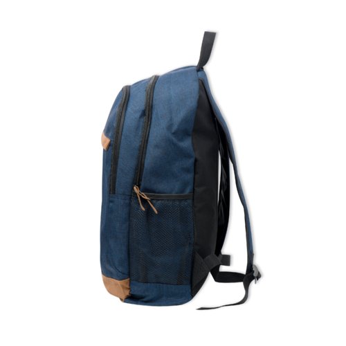Sac  dos en tissu bleu fonc avec plusieurs compartiments.