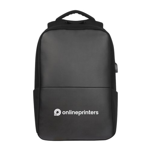 Sac  dos noir en polyester avec port USB.