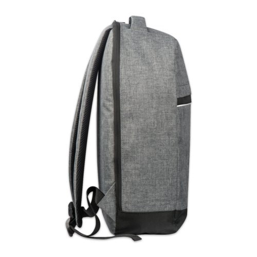 Sac  dos pour ordinateur portable en tissu gris avec fermeture clair.