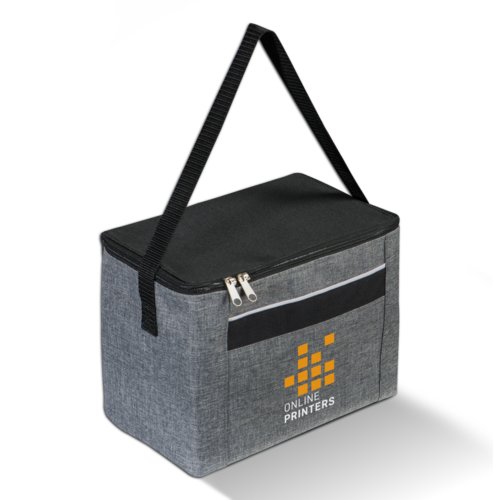 Sac isotherme en tissu anthracite avec fermeture �clair et poign�e de transport.
