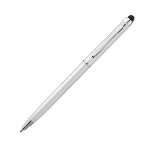 Stylo  bille blanc en mtal avec fonction tactile et clip.