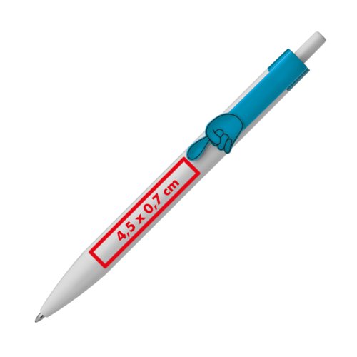 Stylo  bille en plastique blanc avec clip color et mcanisme  poussoir.