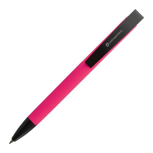 Stylo  bille rose en plastique avec clip.