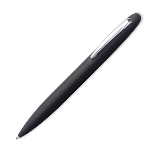 Stylo  bille rotatif en mtal noir avec clip.