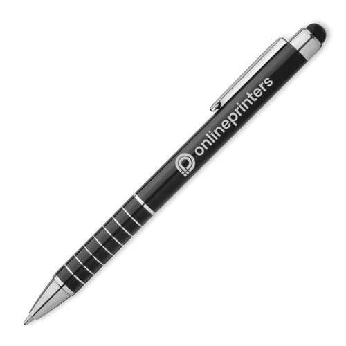 Stylo  bille noir en mtal avec stylet tactile et clip.