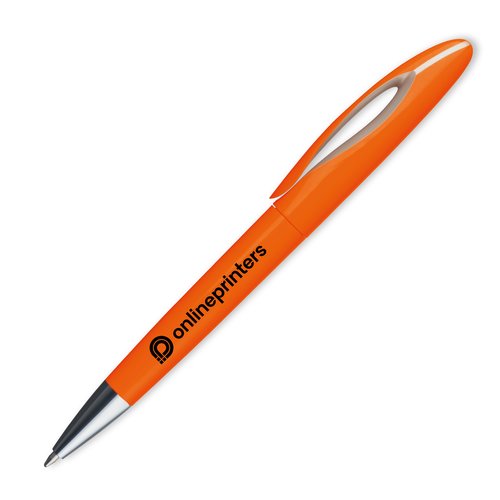 Stylo  bille orange en plastique avec clip.