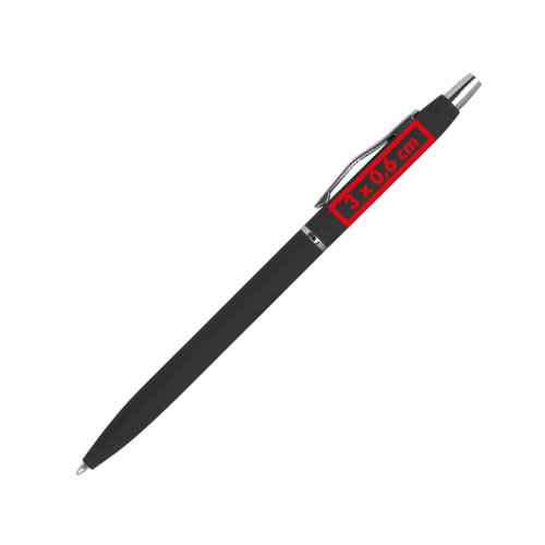 Stylo  bille en mtal noir avec clip et mcanisme  pression.