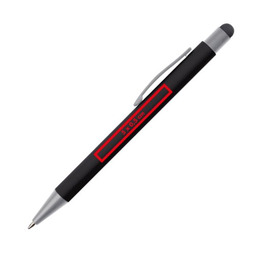 Stylo  bille noir avec stylet tactile et clip.