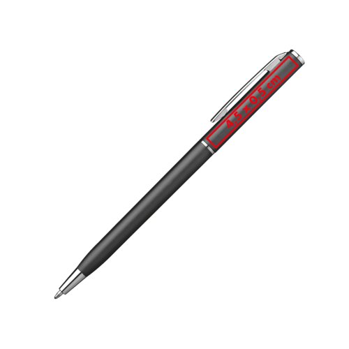 Stylo  bille fonc en mtal avec clip et bouton poussoir.