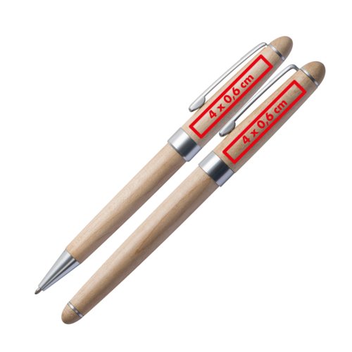 Ensemble d'criture en bois avec stylo  bille et tui.