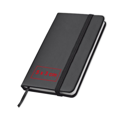 Carnet noir avec fermeture lastique et marque-page.