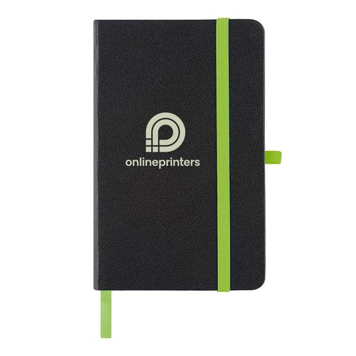 Carnet noir avec lastique et marque-page ruban.