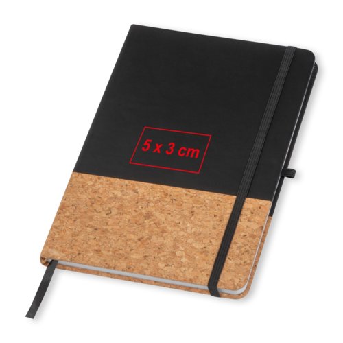Carnet noir avec dtail en lige et lastique.