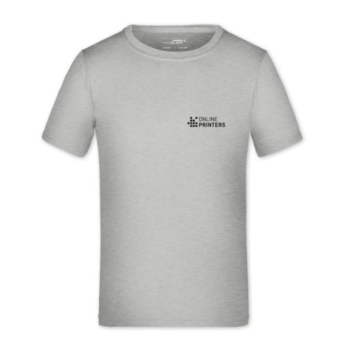T-shirt enfant en polyester gris chin  manches courtes.
