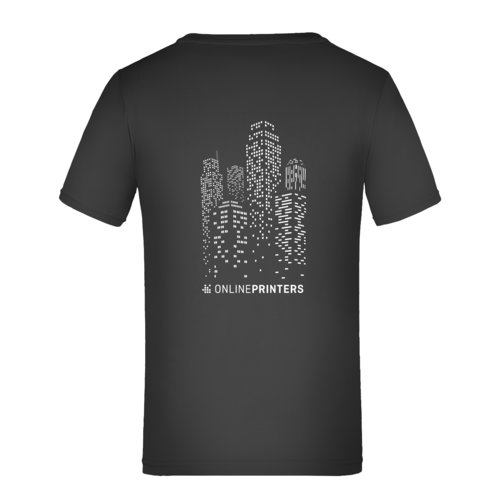 T-shirt noir pour enfant en polyester avec manches courtes.