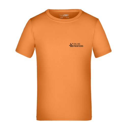 T-shirt orange pour enfant en polyester  manches courtes.