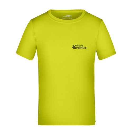 T-shirt enfant jaune non en polyester avec manches courtes.