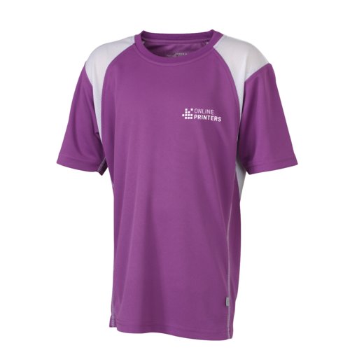 T-shirt de course violet pour enfant en polyester  manches courtes.