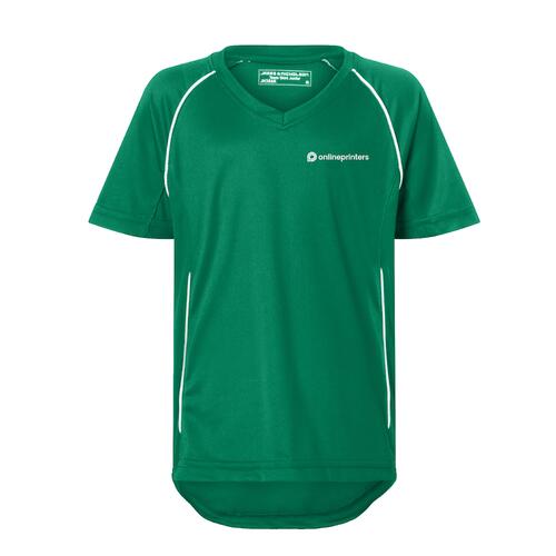 T-shirt de sport pour enfants avec col en V et manches courtes.