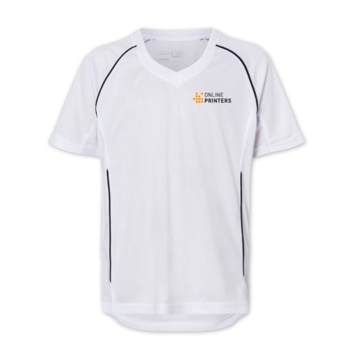 T-shirt blanc en polyester  manches courtes.