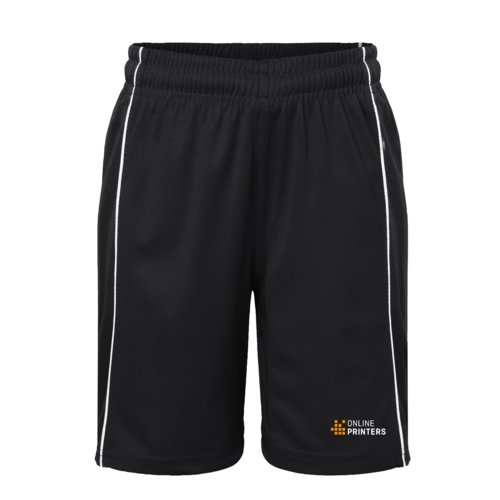 Shorts enfant noir et blanc en polyester avec taille lastique.