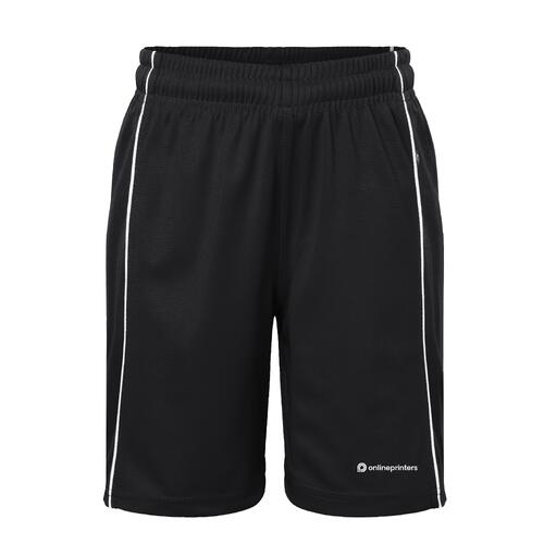 Shorts enfant noir et blanc en polyester avec taille �lastique.