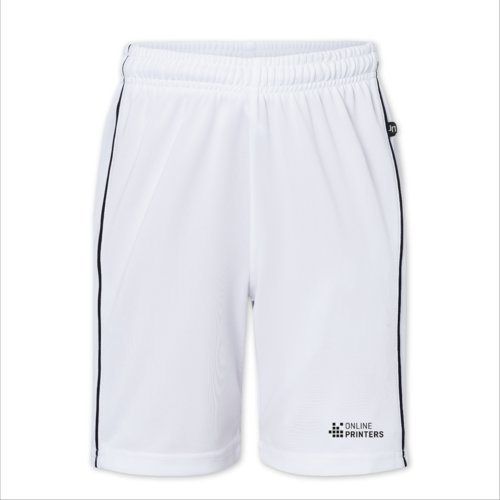 Short de sport enfant blanc en polyester avec taille lastique.