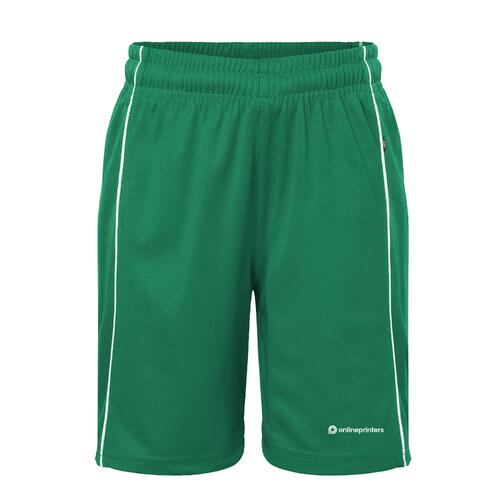 Short de sport vert en tissu fonctionnel avec taille �lastique.