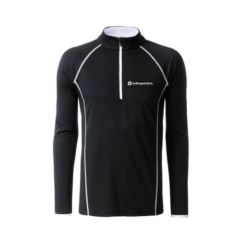 T-shirt de sport � manches longues avec fermeture �clair pour hommes.