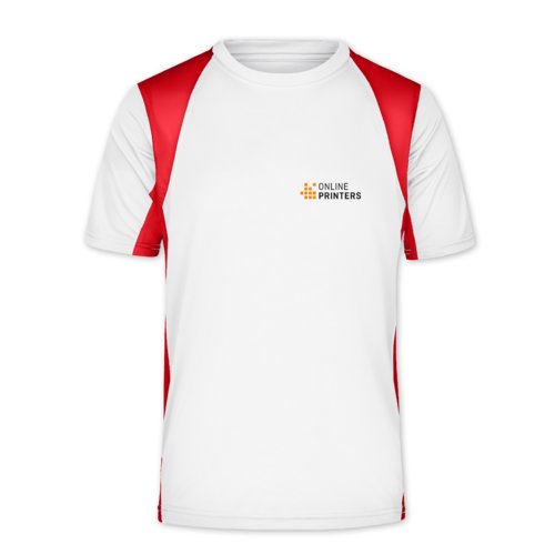 T-shirt fonctionnel pour homme blanc/rouge en polyester.