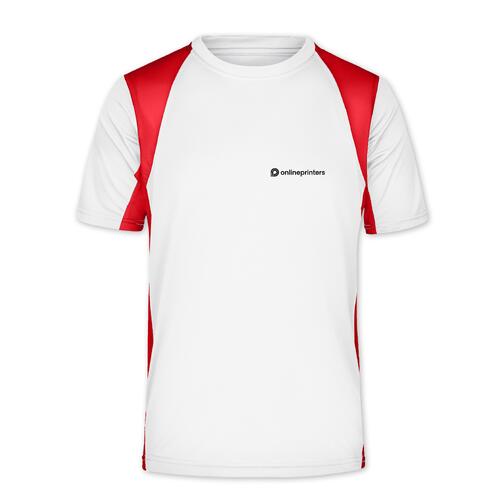 T-shirt fonctionnel pour homme blanc/rouge en polyester.